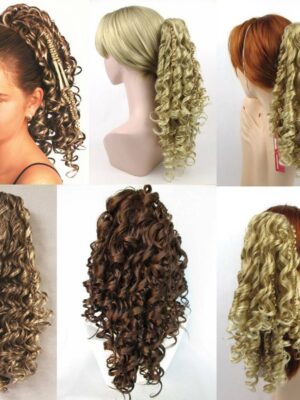 18" LONG SPIRAL CORKSCREW CURLS CURLY HAIR HAIRDO HAIRPIECE PONYTAIL CLAW CLIP