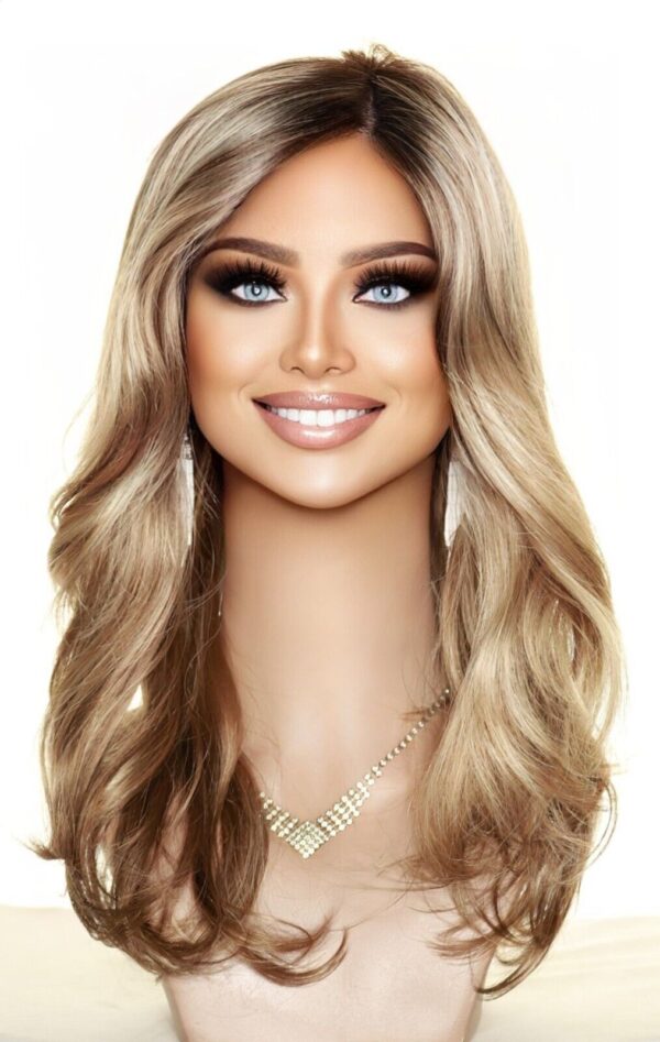 Camila | 586 | Wig Pro | Synthetic Wig | V Lace Front | 12R8 rooted Blond