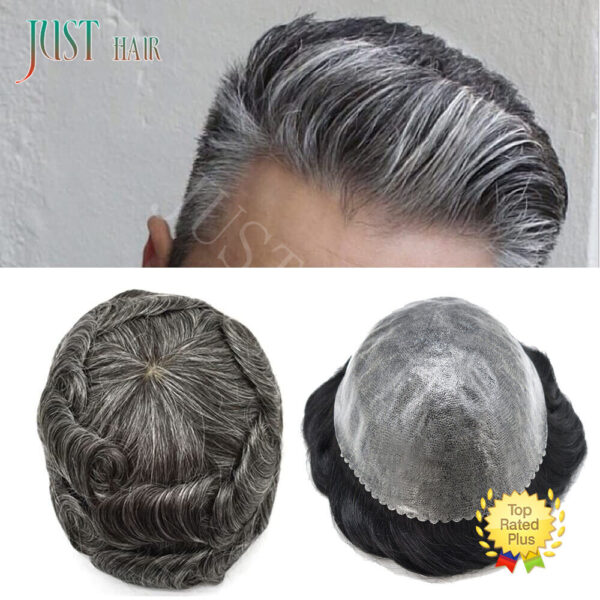 Mens Human Hair Replacement System Injection Skin Men Toupee Wig Hairpieces US