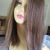 New Jacquelyn Wig long European 100% Human Hair Silktop 140% density brown