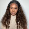 【180% Density=】Sunber Balayage Highlight Full Curly U Part Human Hair Wigs Flash Sale - 18 / V Part-180%