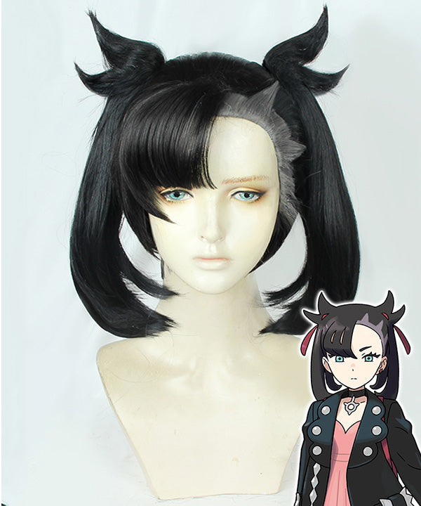 Pokémon Sword and Shield Marnie Cosplay Wig - Black Grey