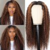 【180% Density=】Sunber Balayage Highlight Full Curly U Part Human Hair Wigs Flash Sale - 18 / V Part-180%