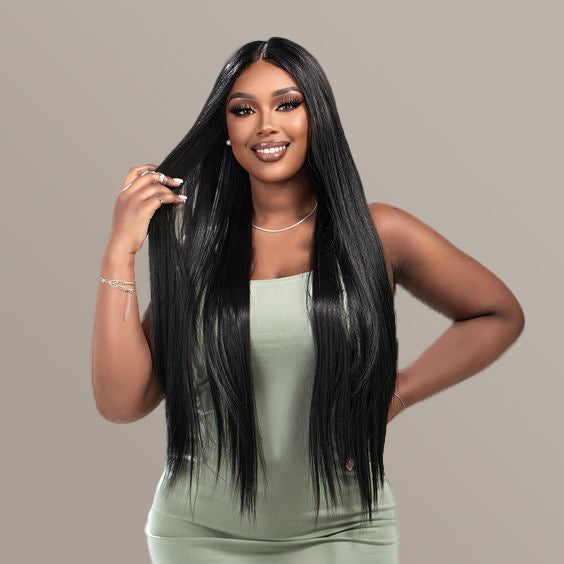 Wear & Go 15A Brazilian Premium Virgin Hair Straight HD Lace Front Wigs Glueless Wig - Natural Black / 20inch