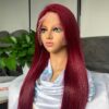 Burgundy Color Straight Wig 360 HD Transparent Lace Wigs 100% Human Hair For Black Women - 360 Lace / 180% / 22inch