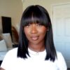 Glueless Wigs Bob Wig Clousure Lace Black Color Human Hair Wig With Bangs - 4x4 Lace / 180% / 14inch