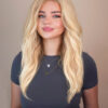 front lace human wig - 18" platinum blonde.