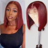 Burgundy Bob Wig Straight Wigs Wig 4x4/13x4/13x6 Lace Wig Human Hair Wig - 13x6 Lace / 150% / 10