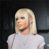 Glueless Wigs Bob Wig Clousure Lace Blonde Color Human Hair Wig With Bangs - 4x4 / 180% / 12inch