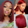 Burgundy Bob Wig Straight Wigs Wig 4x4/13x4/13x6 Lace Wig Human Hair Wig - 13x6 Lace / 150% / 10