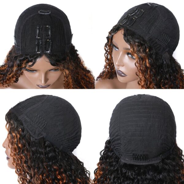 【180% Density=】Sunber Balayage Highlight Full Curly U Part Human Hair Wigs Flash Sale - 18 / V Part-180%