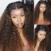 【180% Density=】Sunber Balayage Highlight Full Curly U Part Human Hair Wigs Flash Sale - 18 / V Part-180%