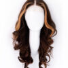 front lace human wig - 18" chocolate brown with moneypiece highlights.