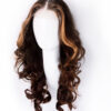 front lace human wig - 18" chocolate brown with moneypiece highlights.