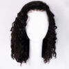 put on & go pre-cut lace curly human wig - 16" natural black.