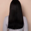 put on & go pre-cut lace straight human wig - 20" natural black.