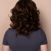 front lace human wig - 10" rooted brown bouncy curls.