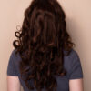 front lace human wig - 18" chocolate brown with moneypiece highlights.