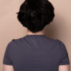 bouncy wedge human wig - 6" dark brown.