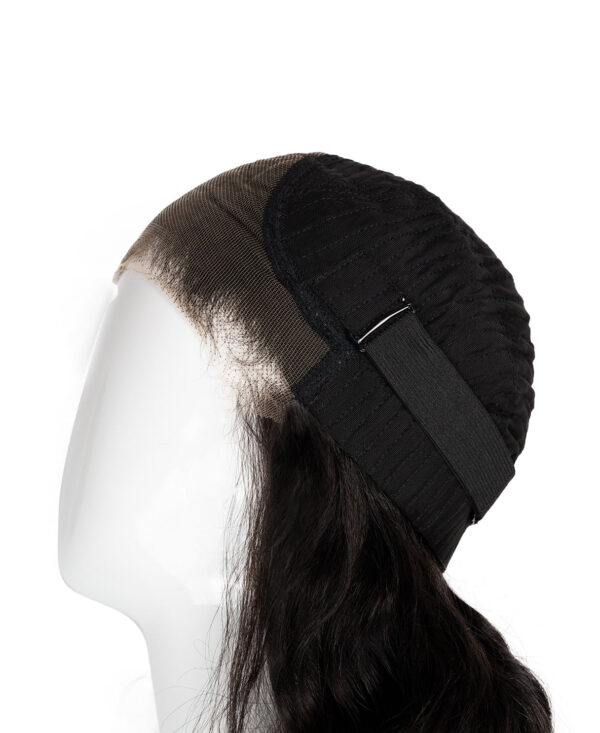 put on & go pre-cut lace curly human wig - 18" natural black.