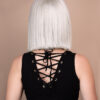 put on & go pre-cut lace human wig - 10" silver grey.