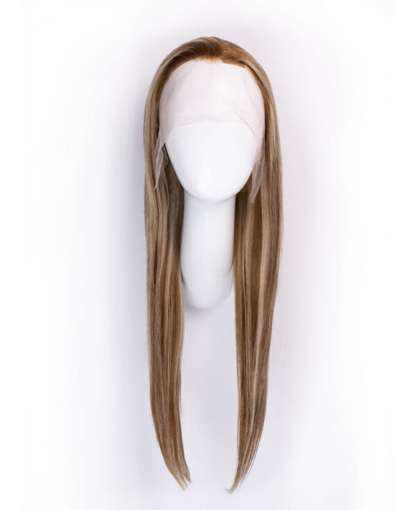 front lace human wig - 20" blonde highlights.