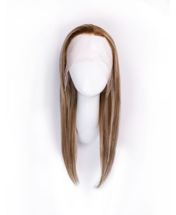 front lace human wig - 18" blonde highlights.