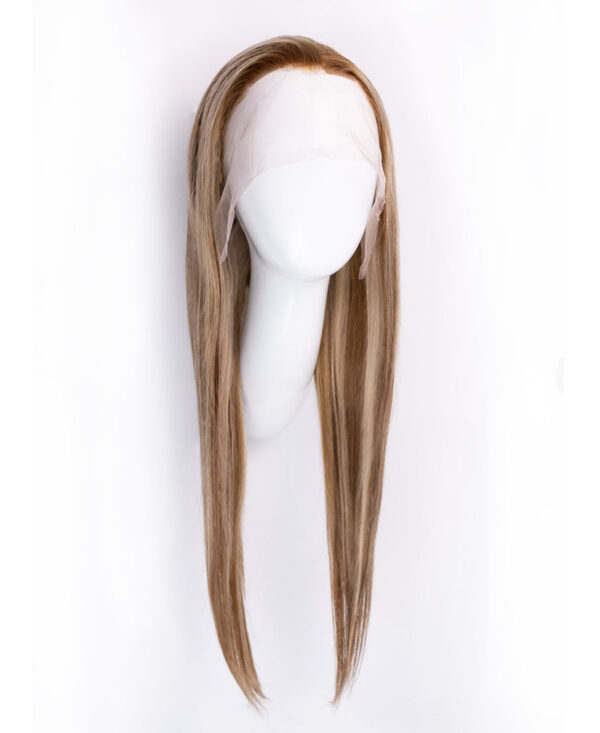 front lace human wig - 20" blonde highlights.