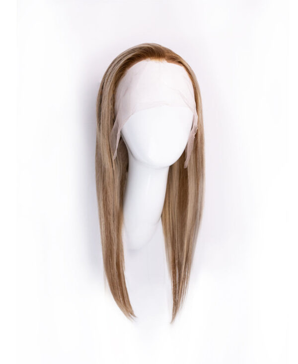 front lace human wig - 18" blonde highlights.