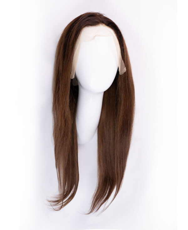 front lace human wig - 20" rooted brown.
