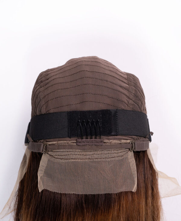 front lace human wig - 20" rooted brown.