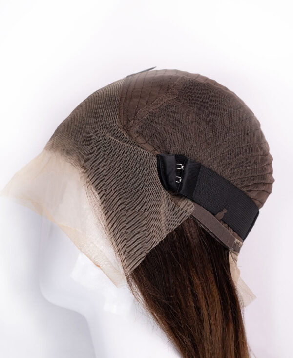 front lace human wig - 20" rooted brown.