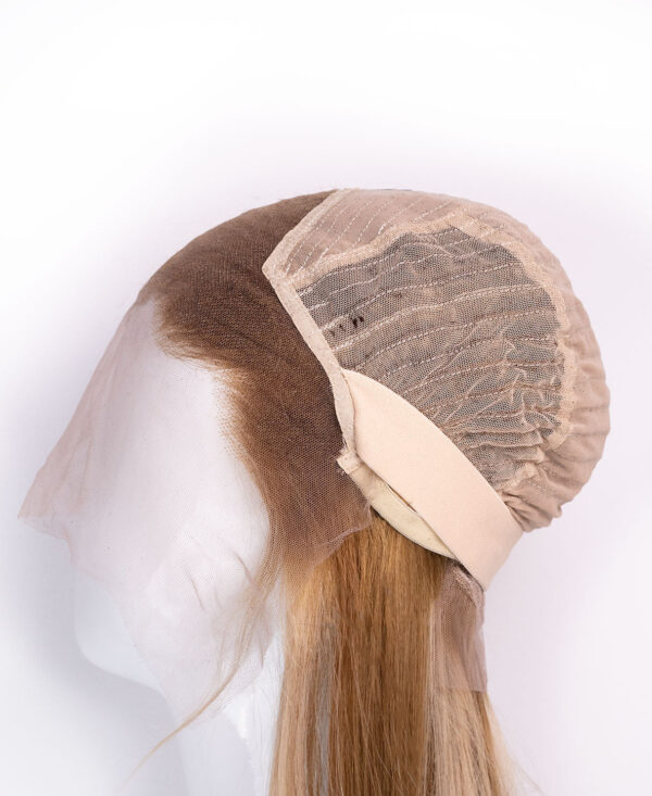 front lace human wig - 18" blonde highlights.