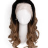 front lace human wig - 18" rooted caramel bouncy curls.