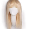 long bob with fringe human wig - 16" platinum blonde.