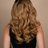 front lace human wig - 18" rooted caramel bouncy curls.