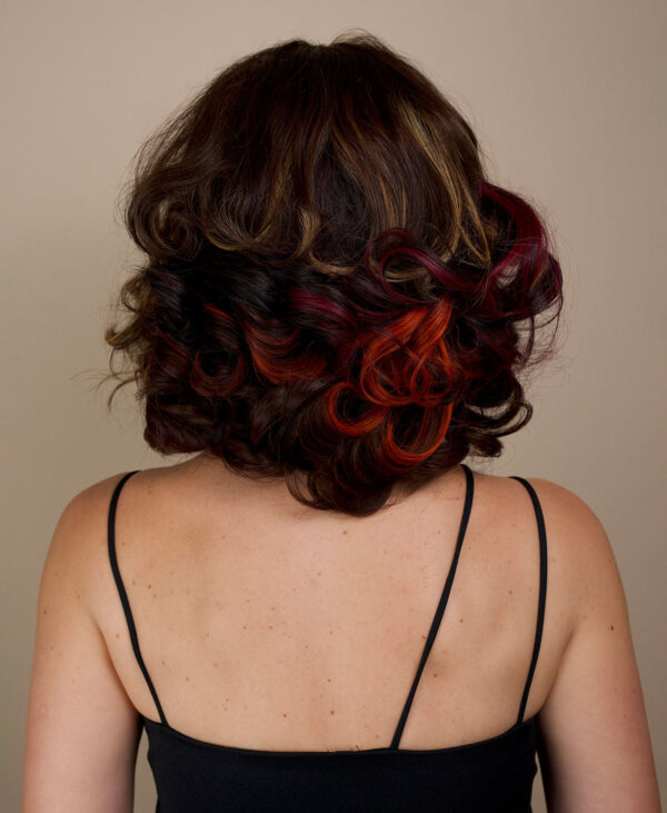 4x4 front lace wig - 10" - brown with colored highlights.