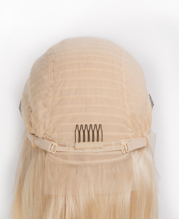 front lace human wig - 18" platinum blonde.