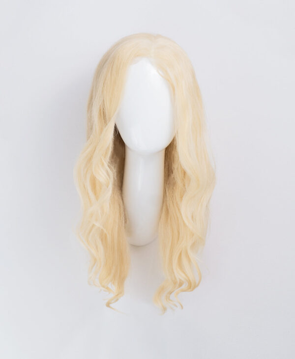 front lace human wig - 18" platinum blonde.