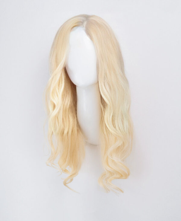 front lace human wig - 18" platinum blonde.