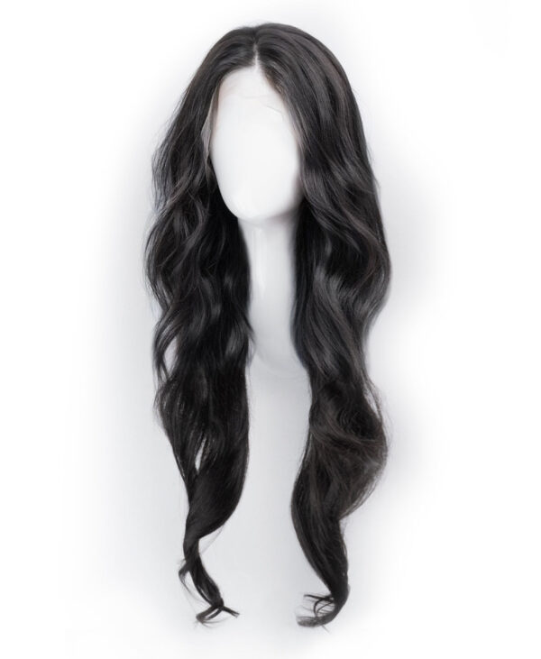front lace human wig - 26" natural black.