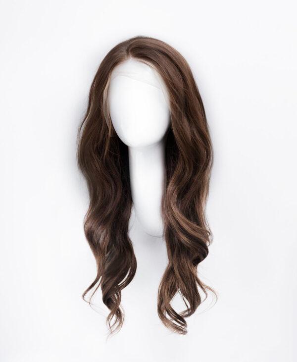front lace human wig - 20" medium brown.