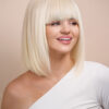 bob wig with fringe - 10" platinum blonde.