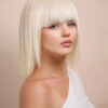 bob wig with fringe - 10" platinum blonde.
