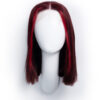 long bob human wig - 10" red money piece highlights.
