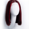 long bob human wig - 10" red money piece highlights.