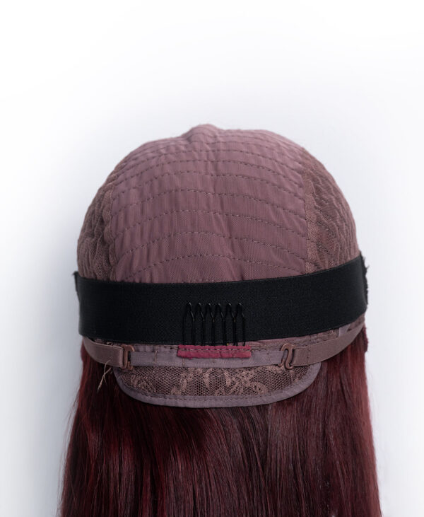 long bob human wig - 10" red money piece highlights.