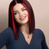 long bob human wig - 10" red money piece highlights.