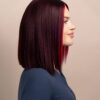long bob human wig - 10" red money piece highlights.