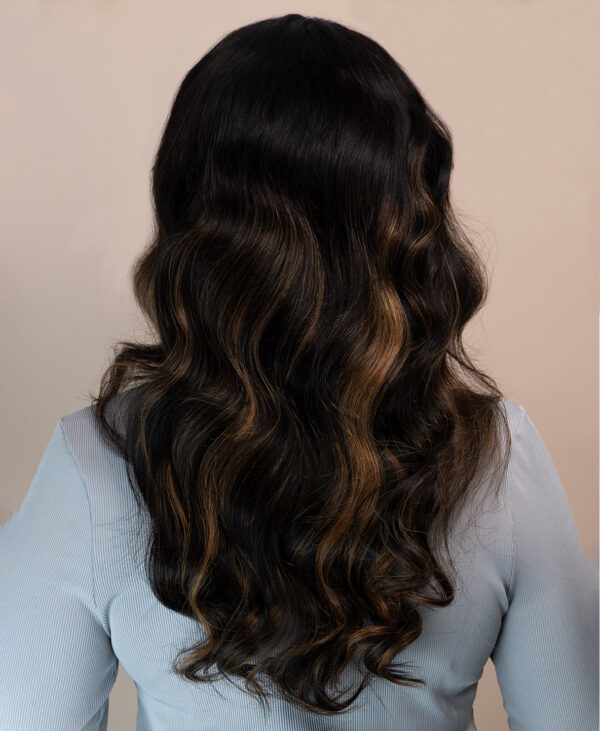 front lace human wig - 20" blonde moneypiece with balayage.